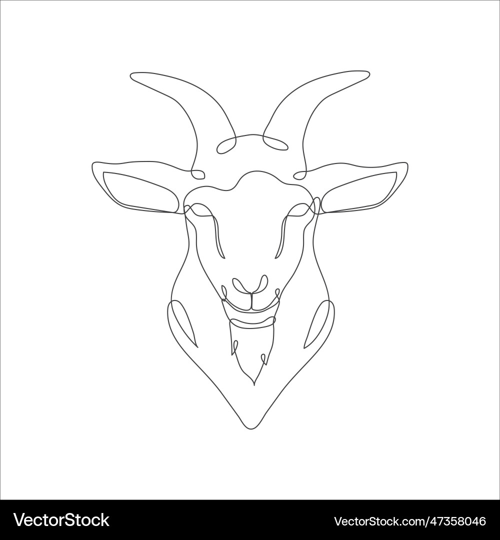 Goat head in continuous line drawing style Goat head in continuous line drawing style Vector Image