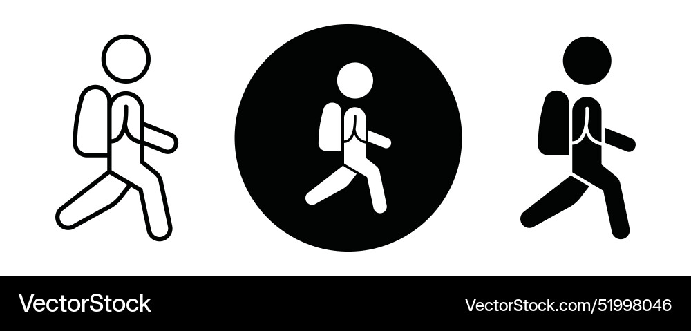 Man with backpack outline icon collection or set Vector Image