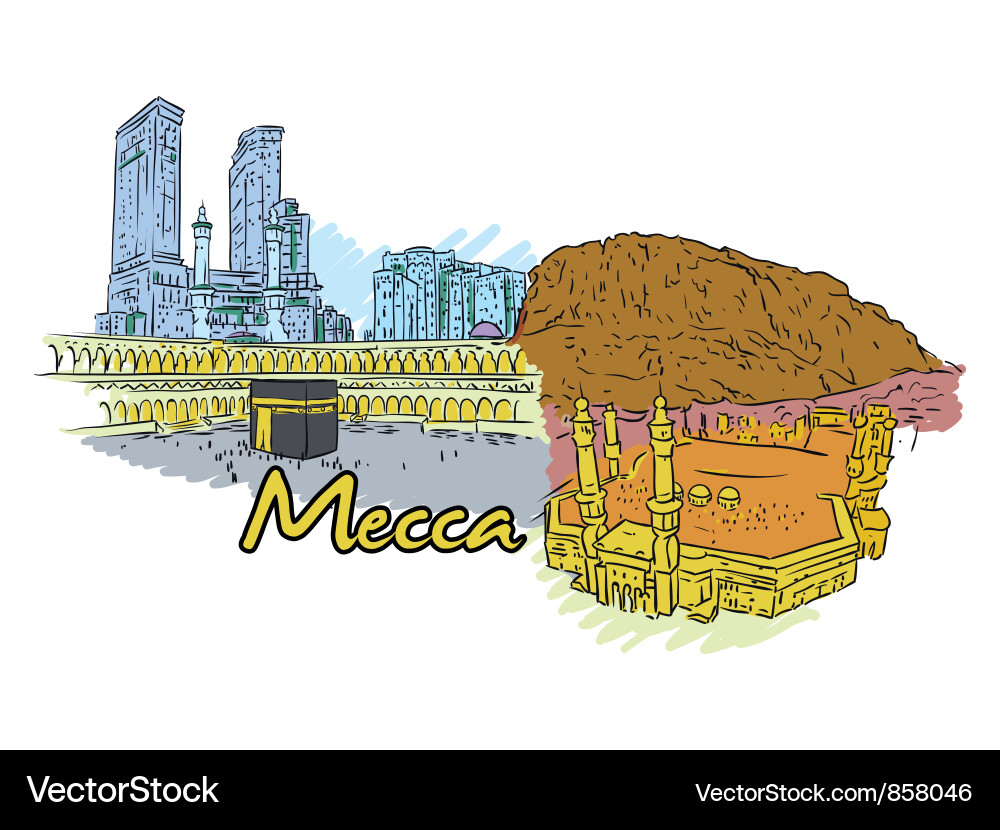 Mecca Sketch Doodle Vector Image