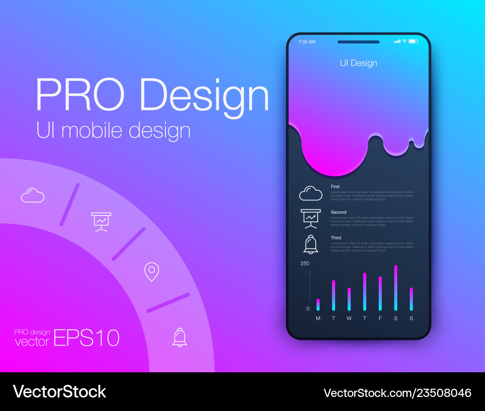 Mobile phone application for analytics stock Mobile phone application for analytics stock vector image