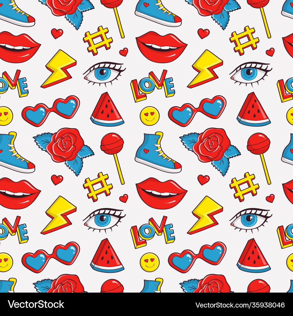 Seamless pattern with colorful patches Seamless pattern with colorful patches vector image