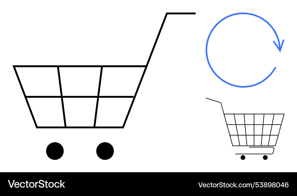 Shopping cart and circular refresh arrow symbol Vector Image