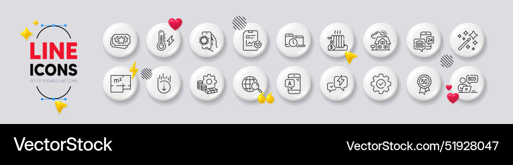 Ab testing 5g technology and execute line icons Ab testing 5g technology and execute line icons vector image