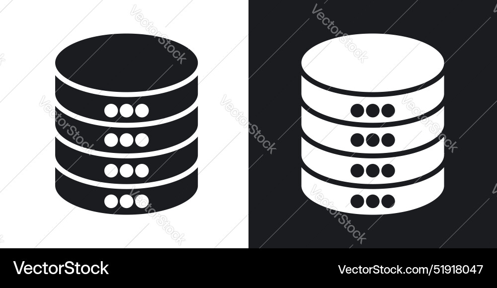 Database icon set in solid black and white color Vector Image