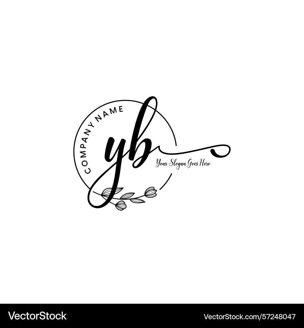 Elegant yb initial logo design with botanical vector image