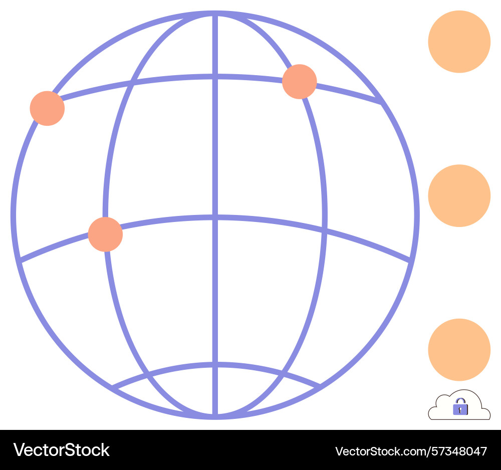 Global network connectivity with security lock Global network connectivity with security lock vector image
