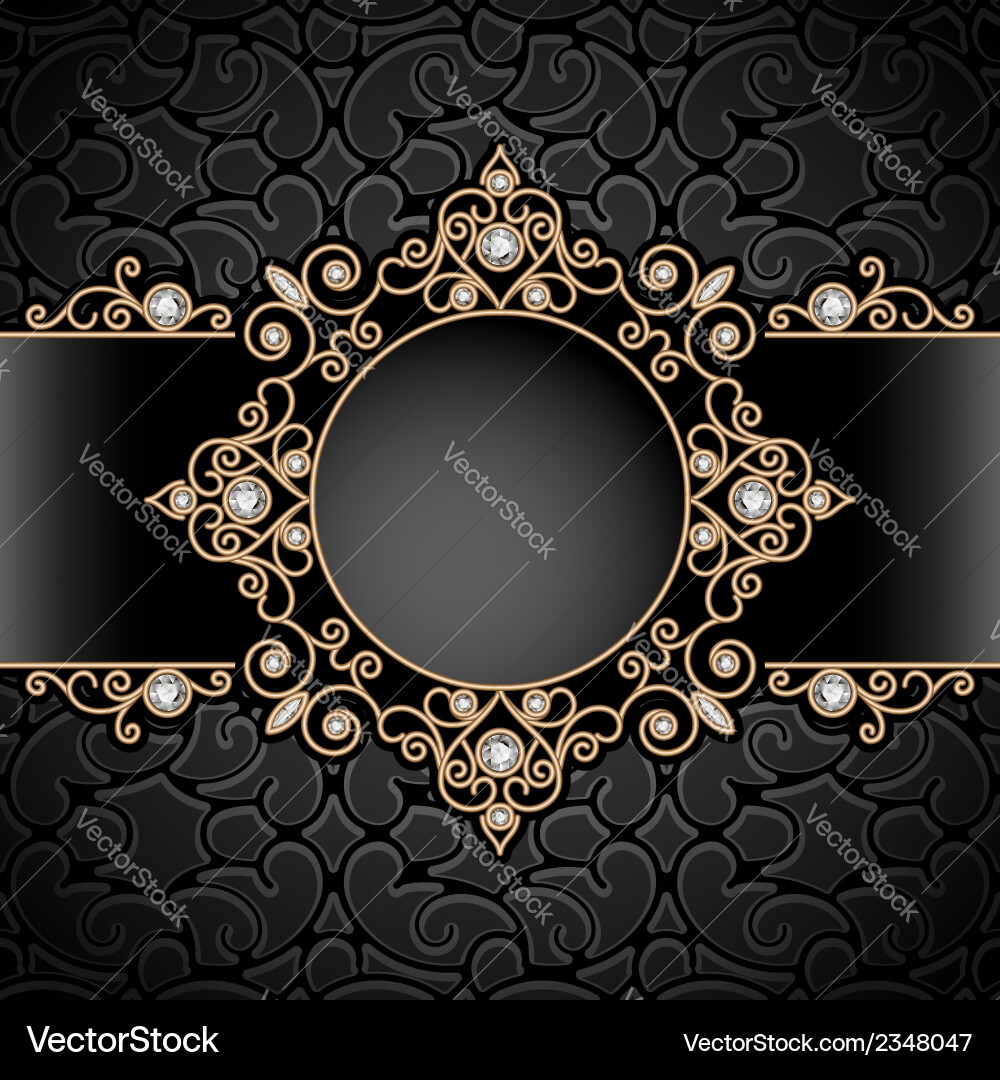 Gold Jewelry Frame with Floral Pattern vector image
