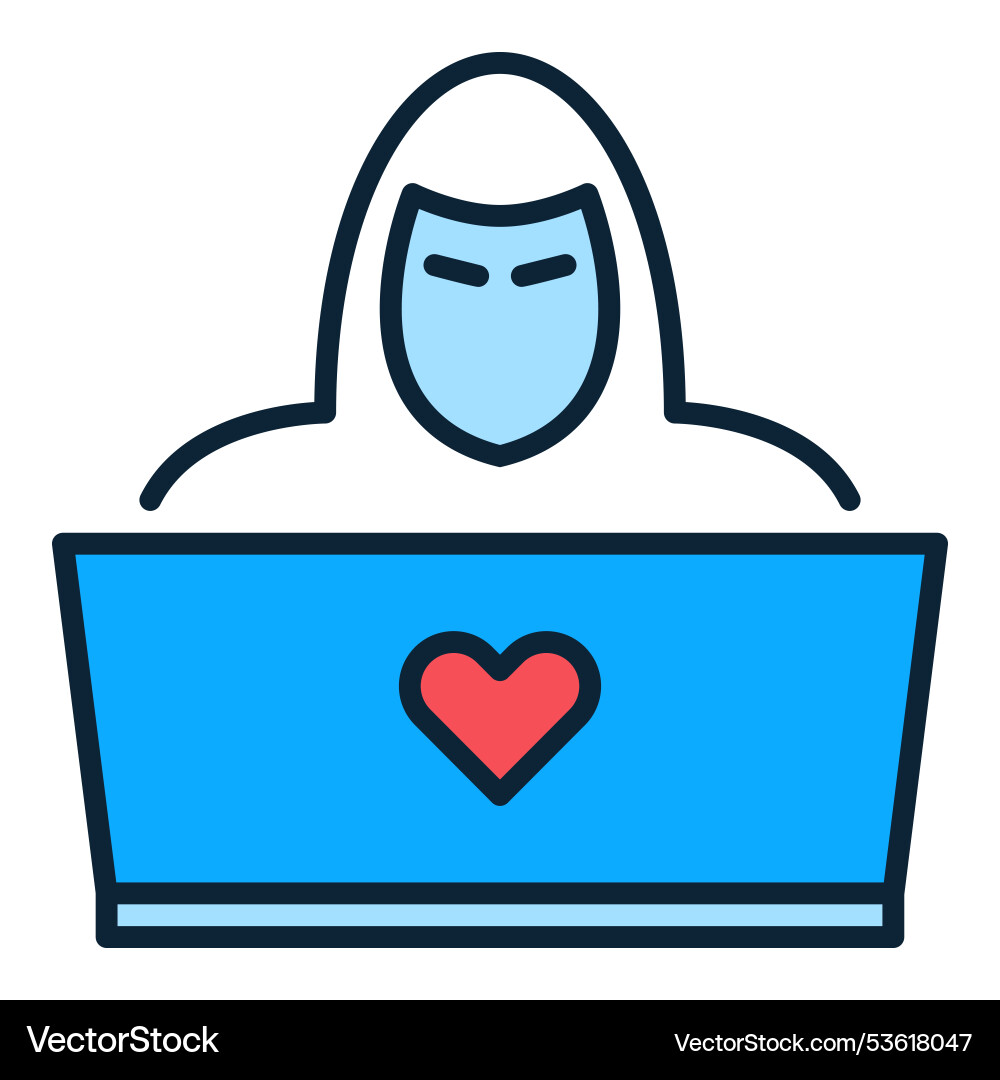 Laptop and hacker colored icon or design element Vector Image