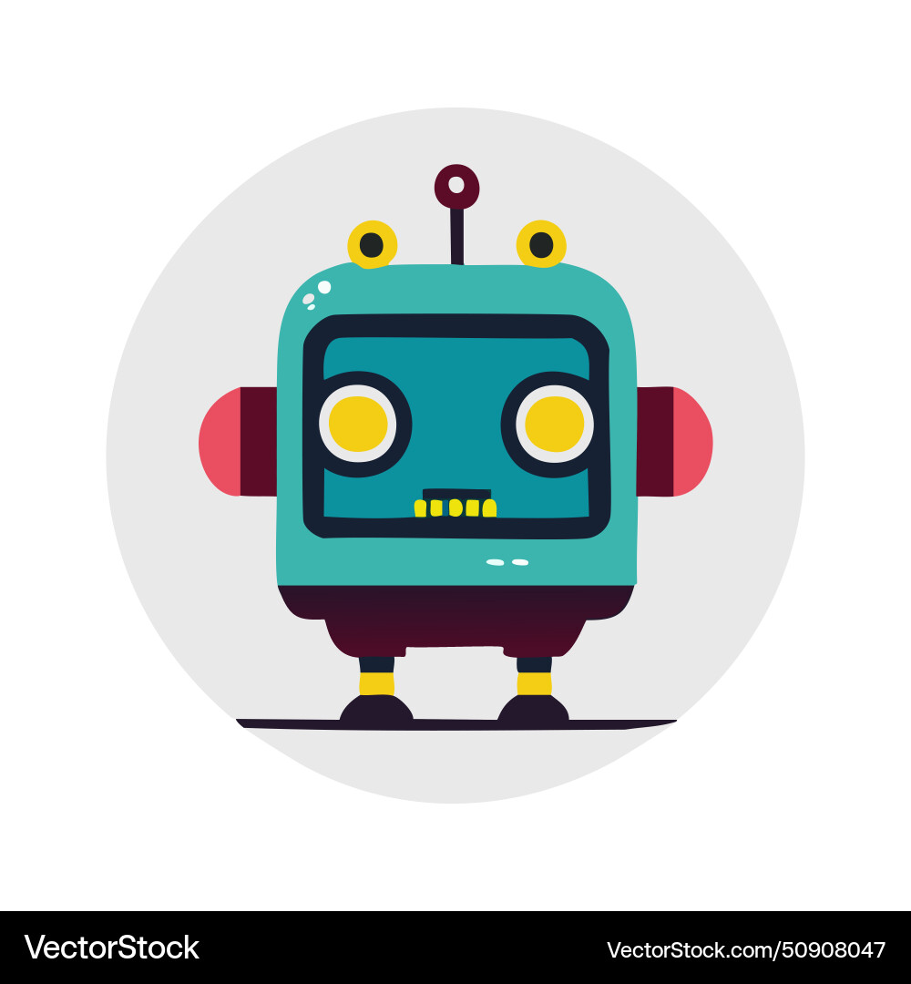 Robot flat icon robotic cyborg technology element Robot flat icon robotic cyborg technology element Vector Image