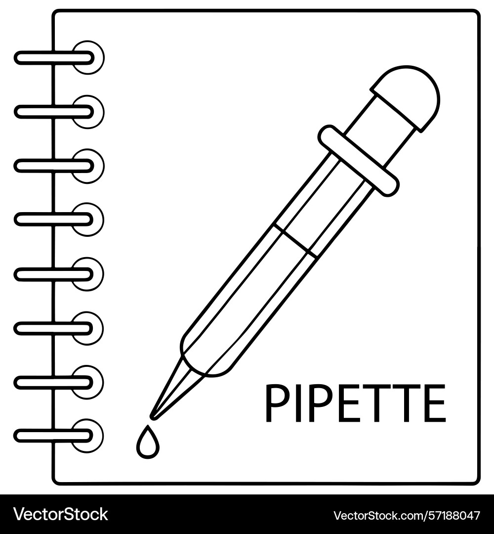 Spiral notebook drawing of a pipette lab tool vector image