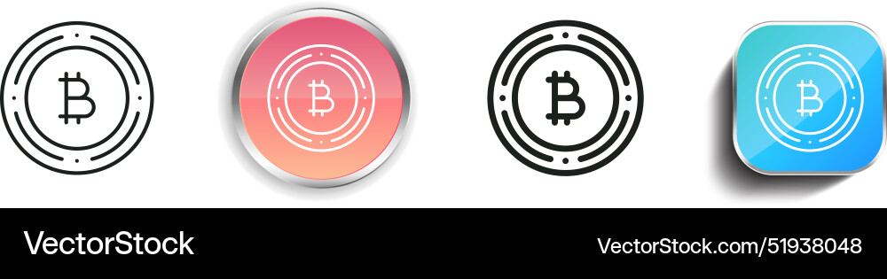 Bitcoins icon thin linear regular and button Bitcoins icon thin linear regular and button vector image