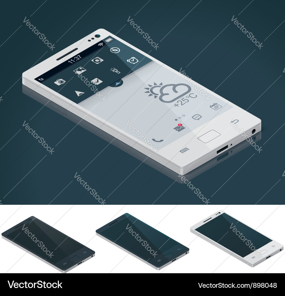Isometric Smartphone Interface Vector Image