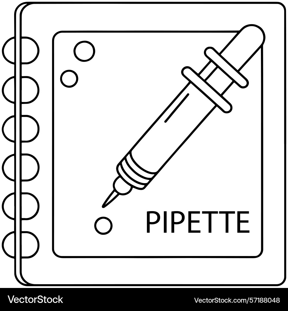 Notebook sketch of pipette laboratory tool science Notebook sketch of pipette laboratory tool science vector image