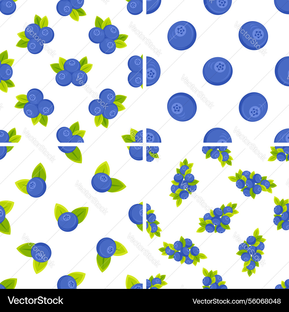 Set of seamless patterns with blueberries Set of seamless patterns with blueberries Vector Image