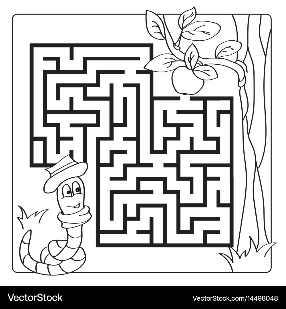 Worm Maze Puzzle - Find the Exit vector image