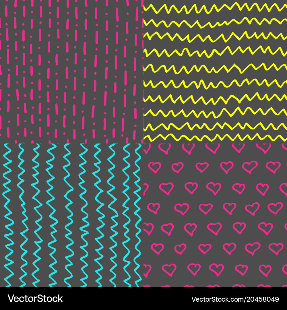 Abstract handdrawn seamless patterns set simple vector image