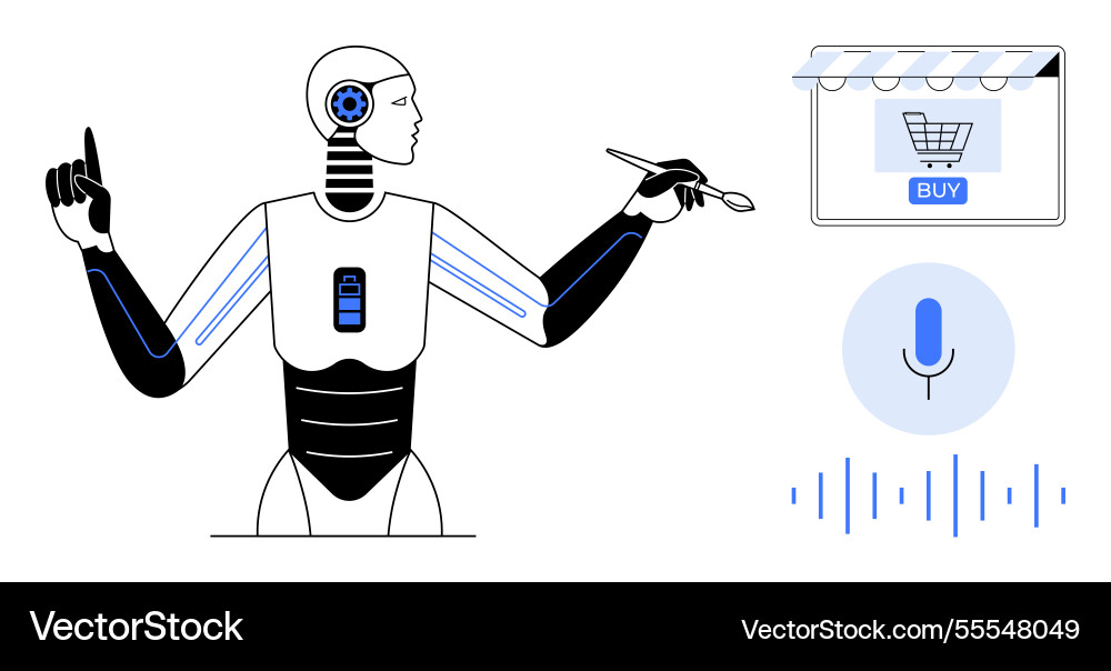 Ai robot interacting with voice command interface Ai robot interacting with voice command interface vector image