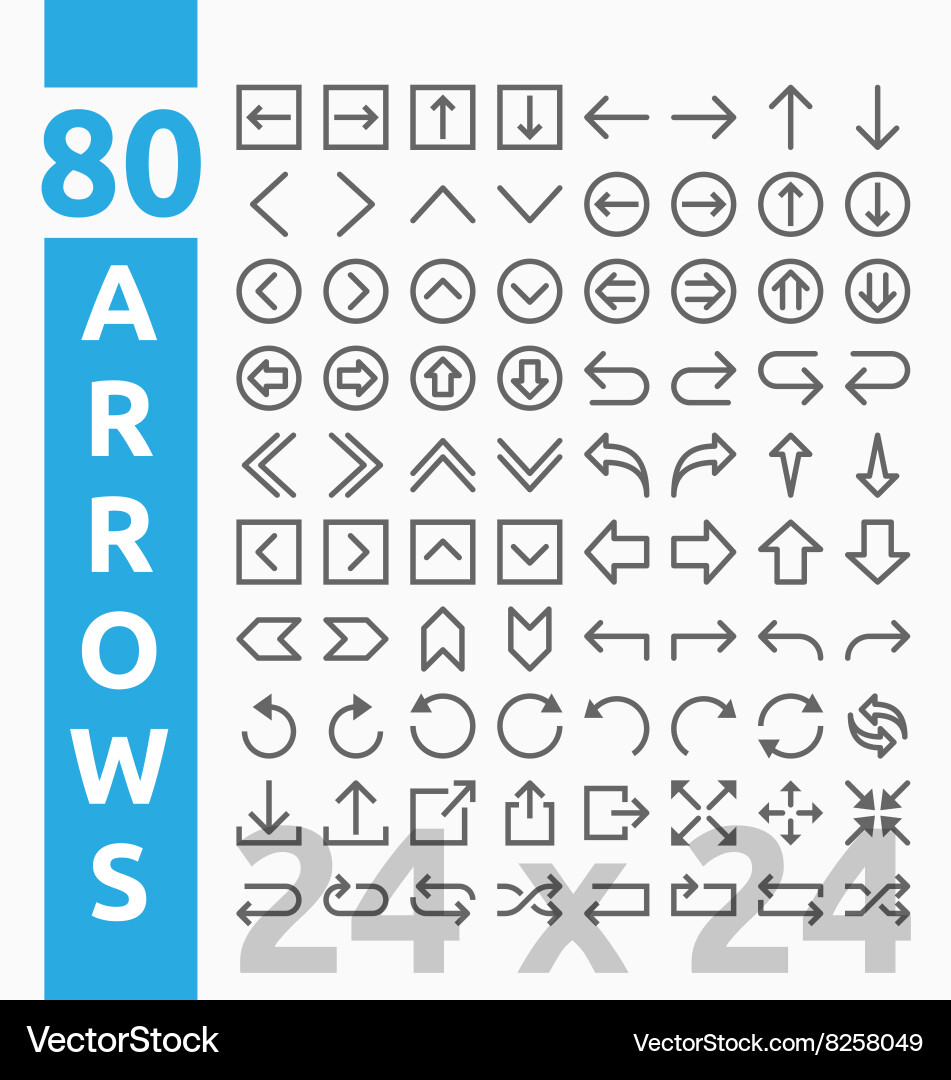 Arrow Outline Icons - Navigation & Signals vector image