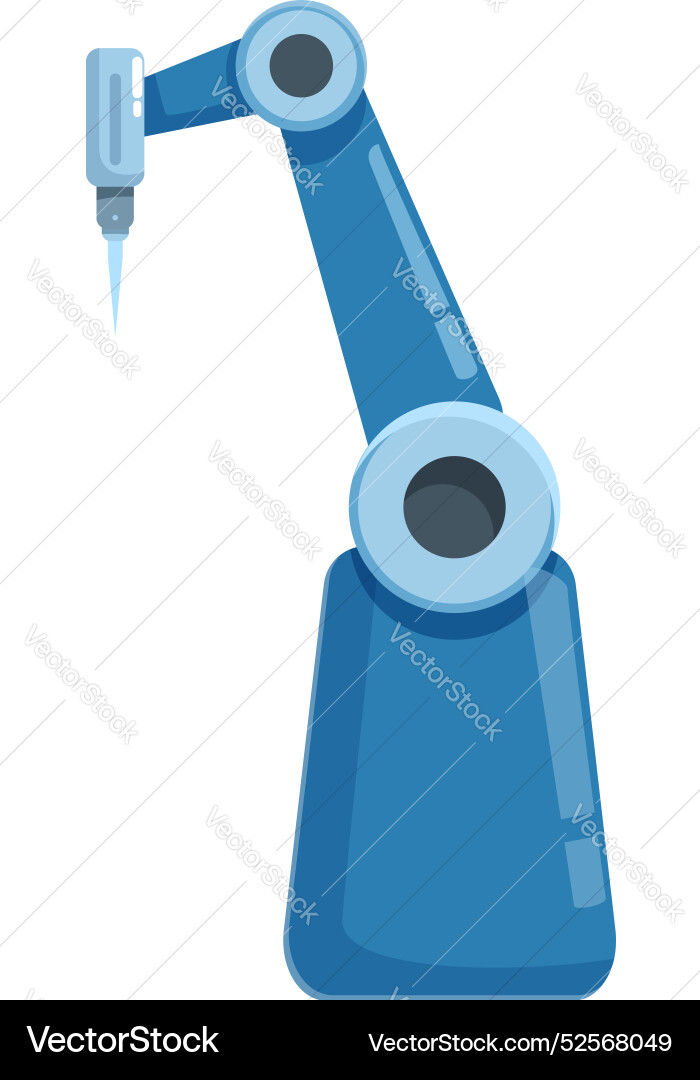 Blue robotic arm performing task in factory Blue robotic arm performing task in factory Vector Image