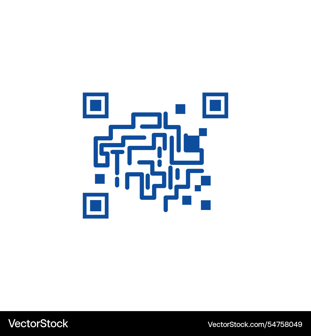 Digital qr code brain icon image logo vector image