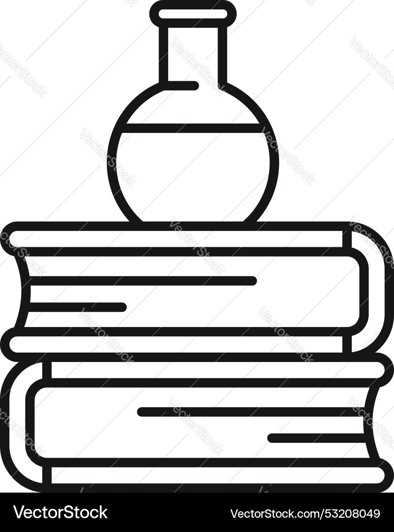 Flask standing on stack of books symbolizing Flask standing on stack of books symbolizing vector image