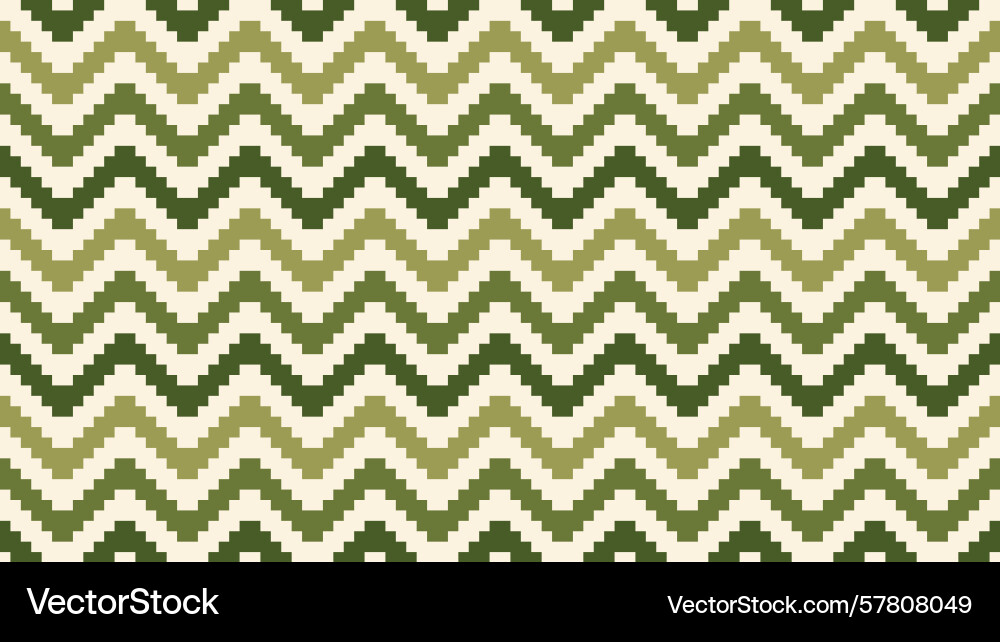 Green pixelated waves creating a seamless chevron Vector Image