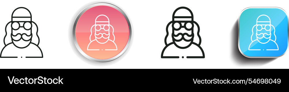 Hippie icon thin linear regular and button style Hippie icon thin linear regular and button style vector image