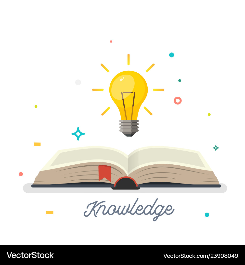 Knowledge open book with shining bulb flying out Knowledge open book with shining bulb flying out vector image