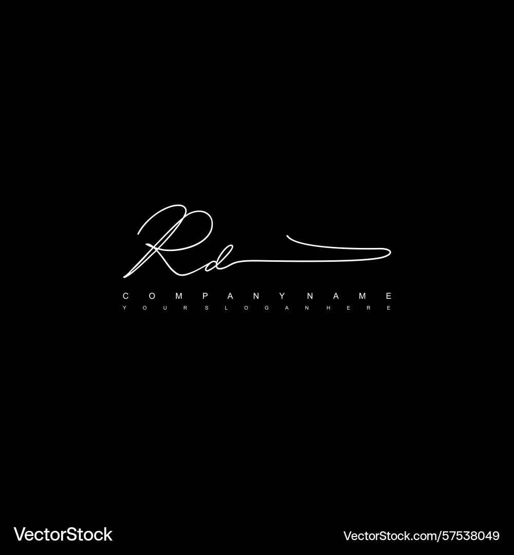 Minimal signature logo design with rd initials Minimal signature logo design with rd initials Vector Image