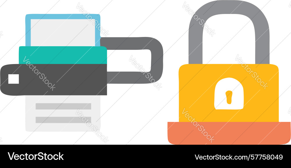 Secure printer lock icon document output vector image