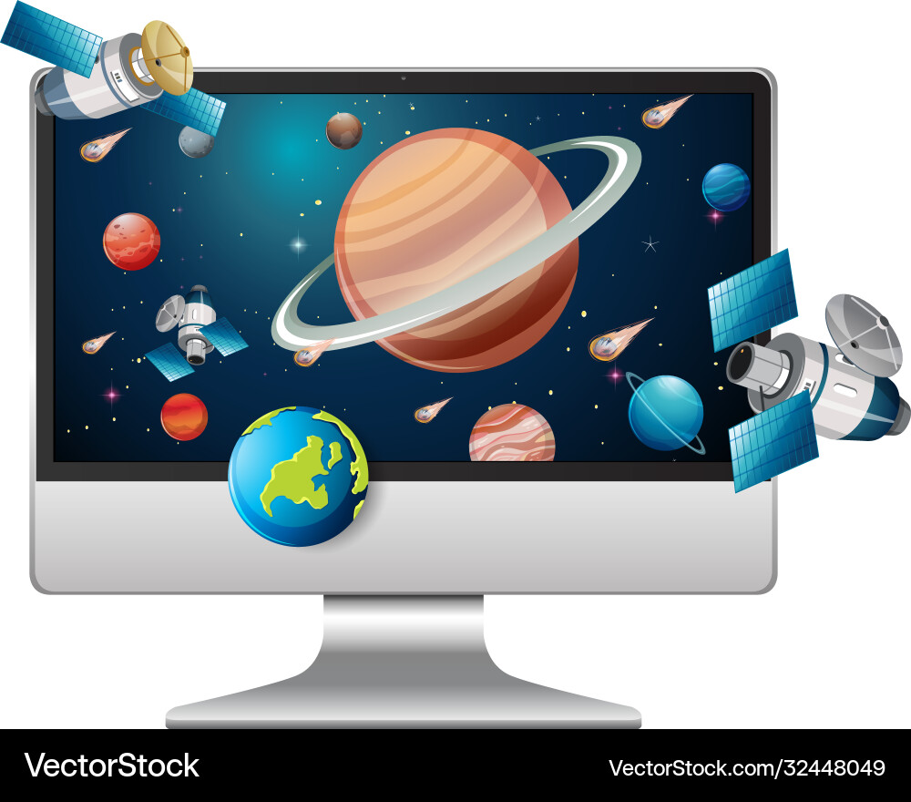 Solar system on computer background Solar system on computer background vector image