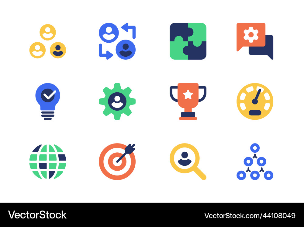 Teamwork concept of web icons set in simple flat Teamwork concept of web icons set in simple flat Vector Image