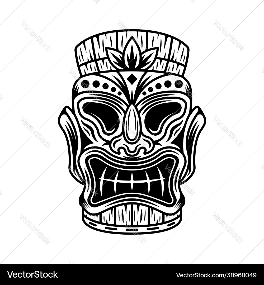 Tiki hawaiian tribal wooden mask vector image