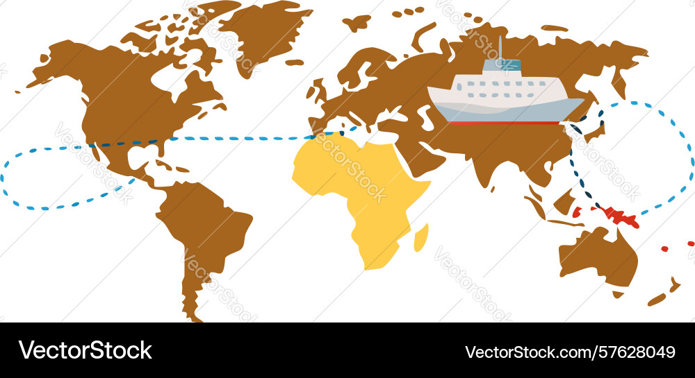 World map with shipping routes and nautical vector image