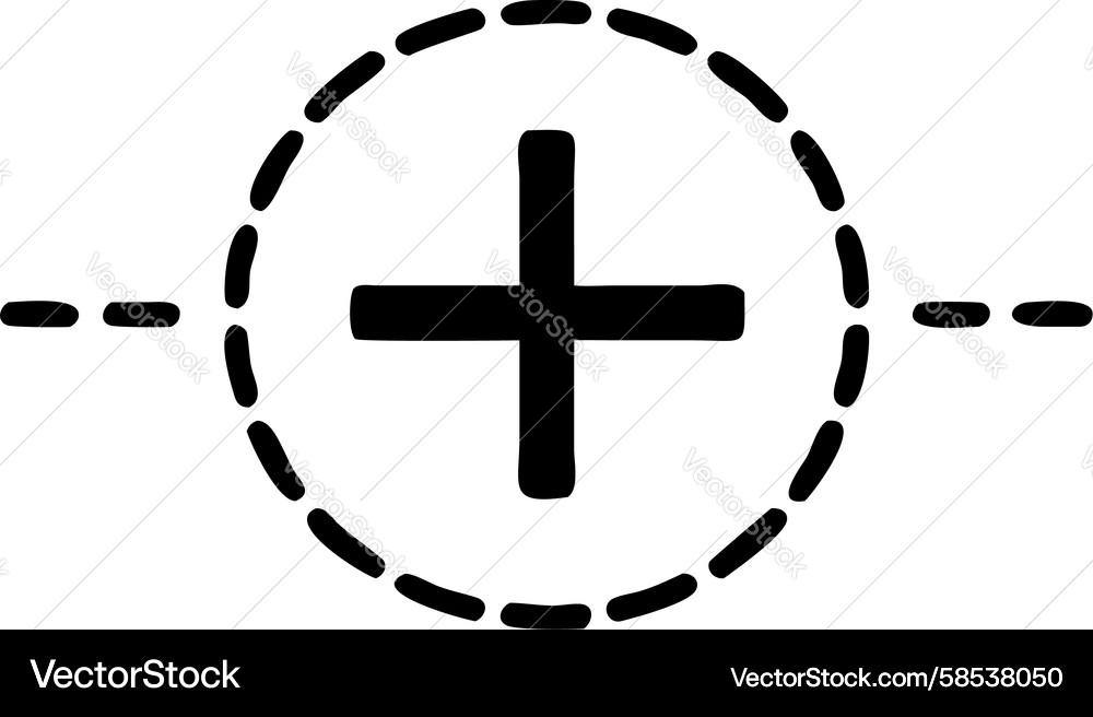 Dashed Plus Sign Icon - Add Option Vector Image