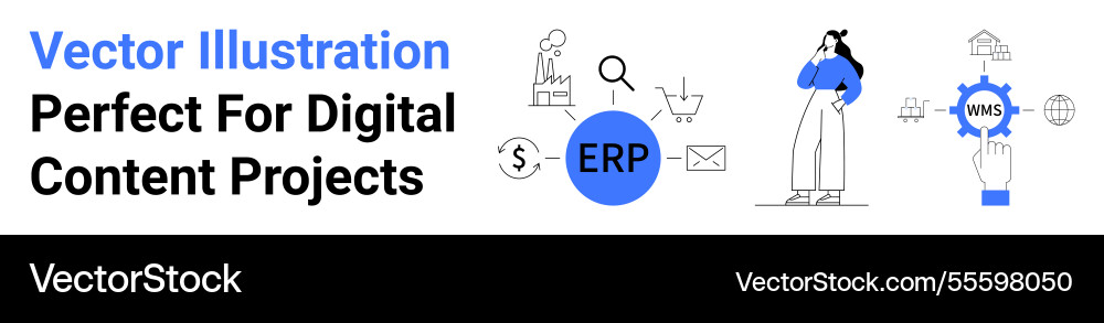 Digital content integration with erp and business Digital content integration with erp and business vector image
