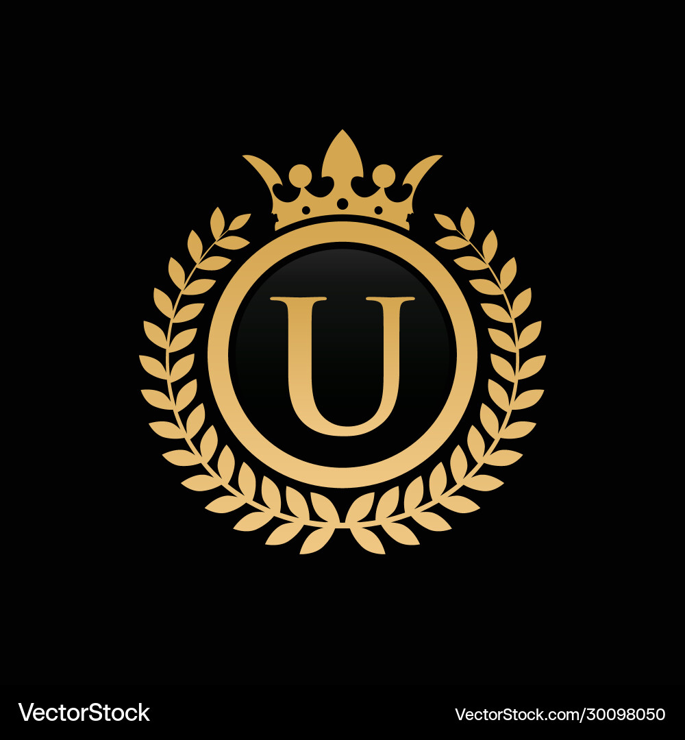 Letter u royal crown logo – Royalty-Free Vector | VectorStock, image size:1000x1080