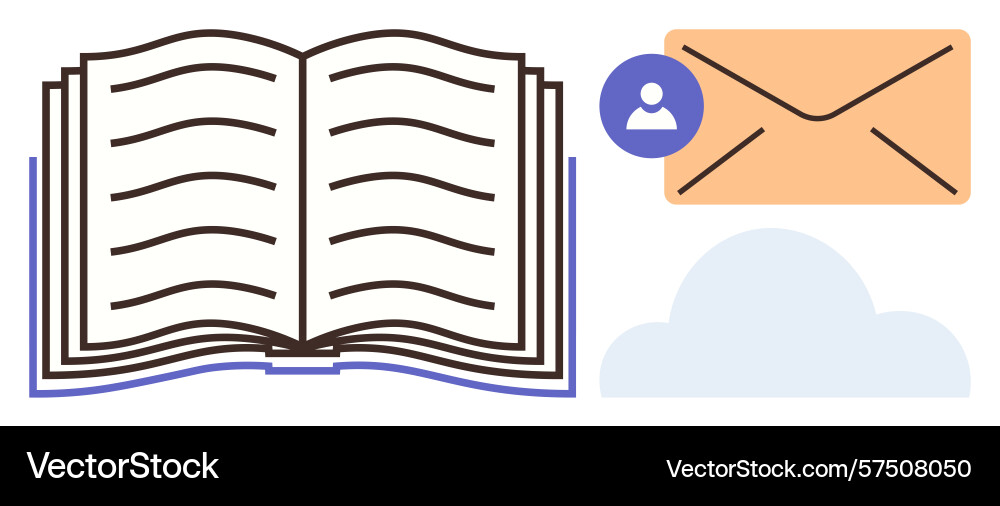Open book envelope with user icon and cloud Open book envelope with user icon and cloud Vector Image