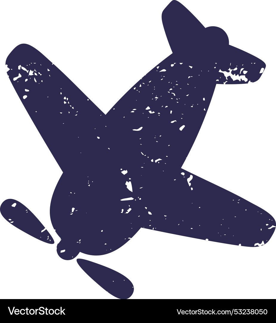 Propeller plane with grunge pattern vector image