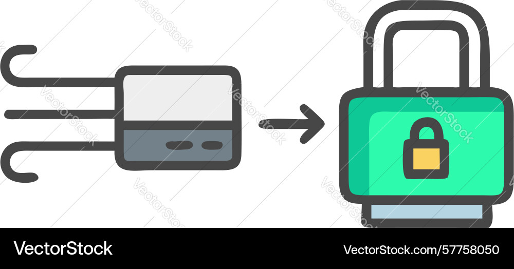 Secure usb connection icon data port protection vector image