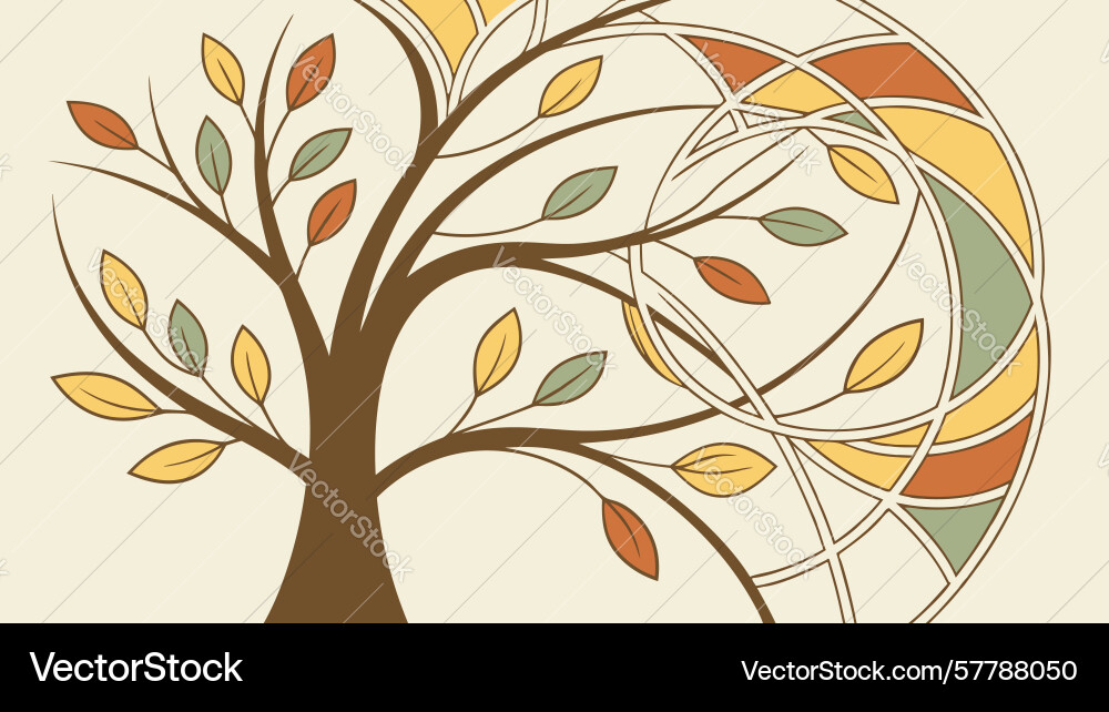 Stylized autumn tree with abstract patterned Vector Image