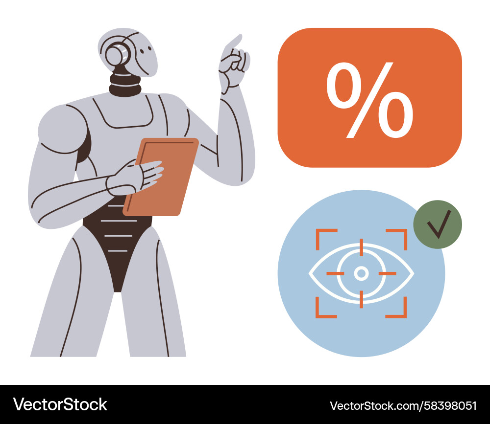 AI Data Analysis with Percentages Vector Image