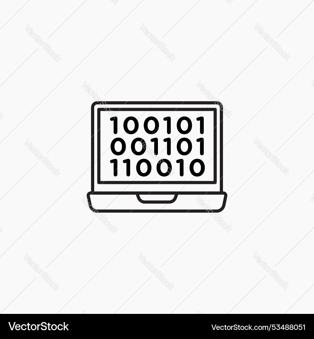 Binary codeline in thin line black color flat Vector Image
