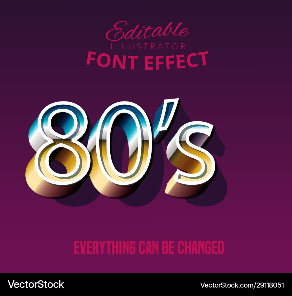 Bold script retro text style font effect Bold script retro text style font effect vector image