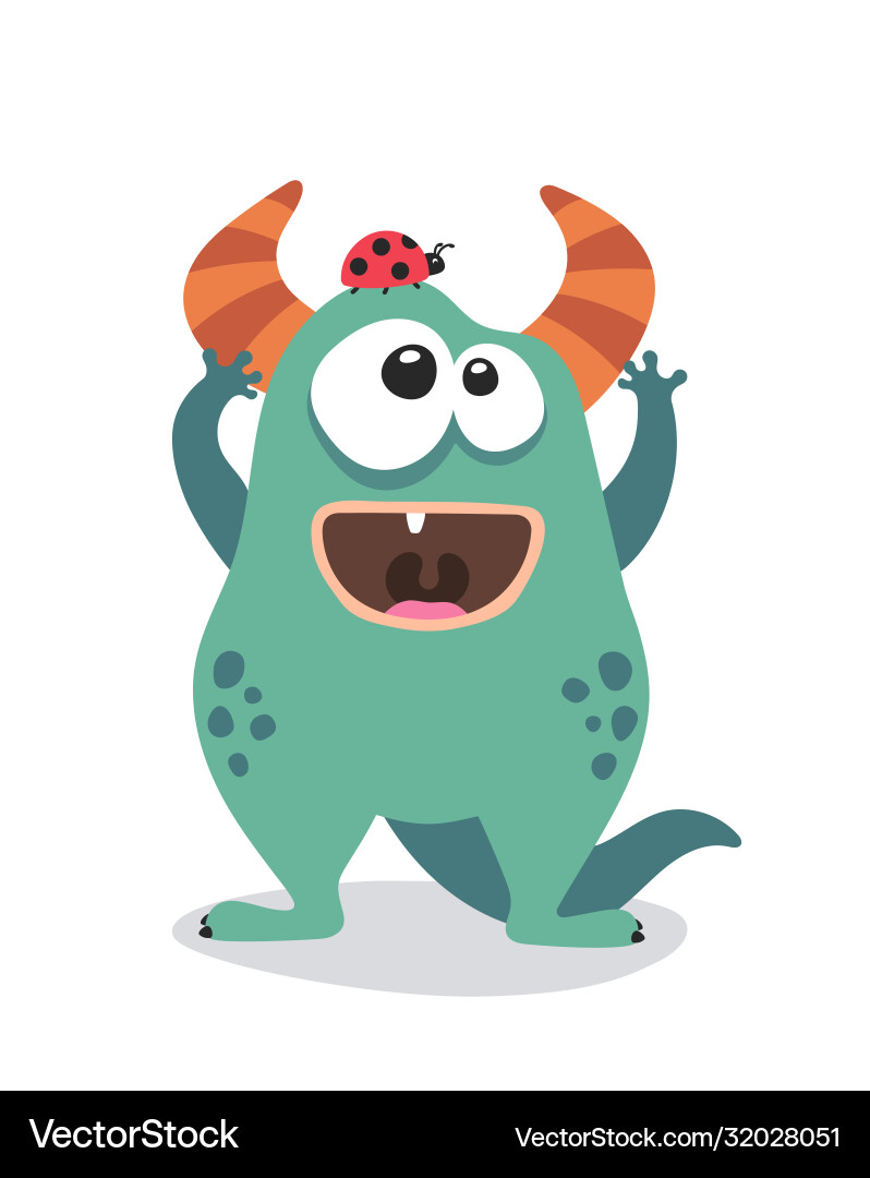 Cute monster mascot and ladybug Cute monster mascot and ladybug vector image