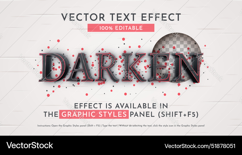 Darken editable text effect graphic style Darken editable text effect graphic style vector image