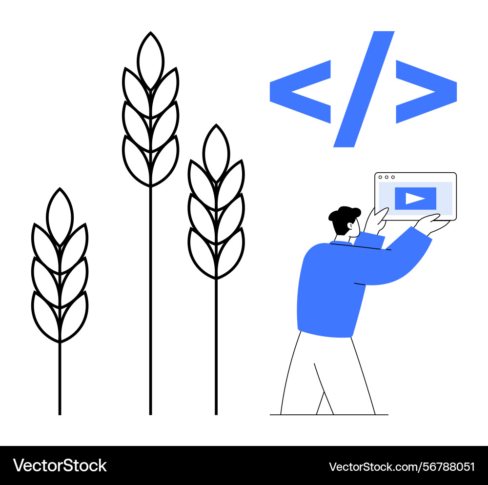 Developer examining software interface with coding vector image