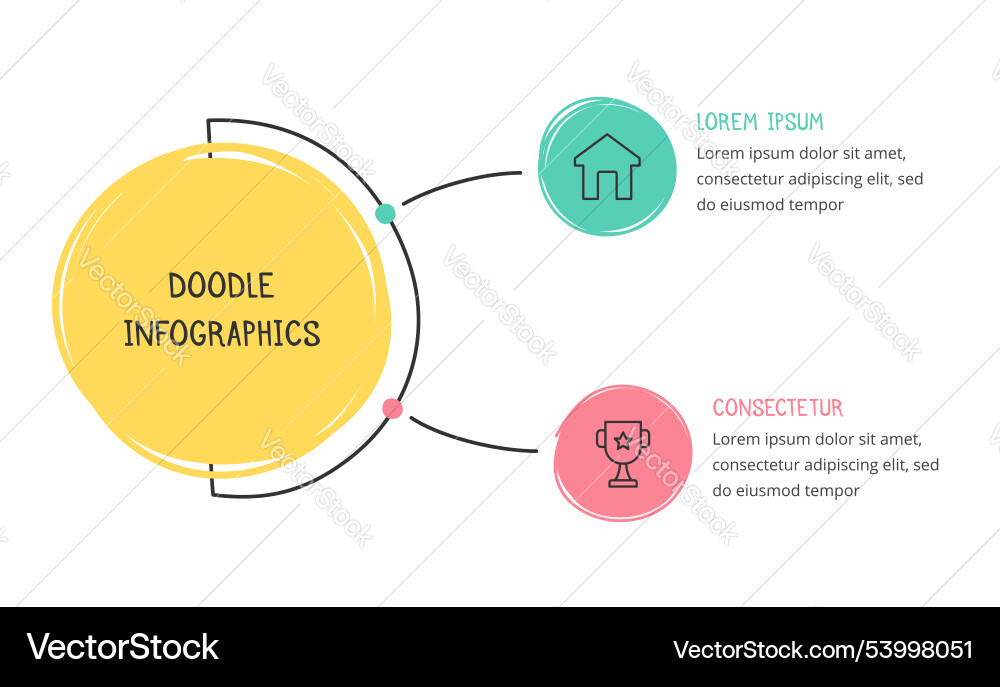 Hand drawn infographic template with 2 elements Vector Image