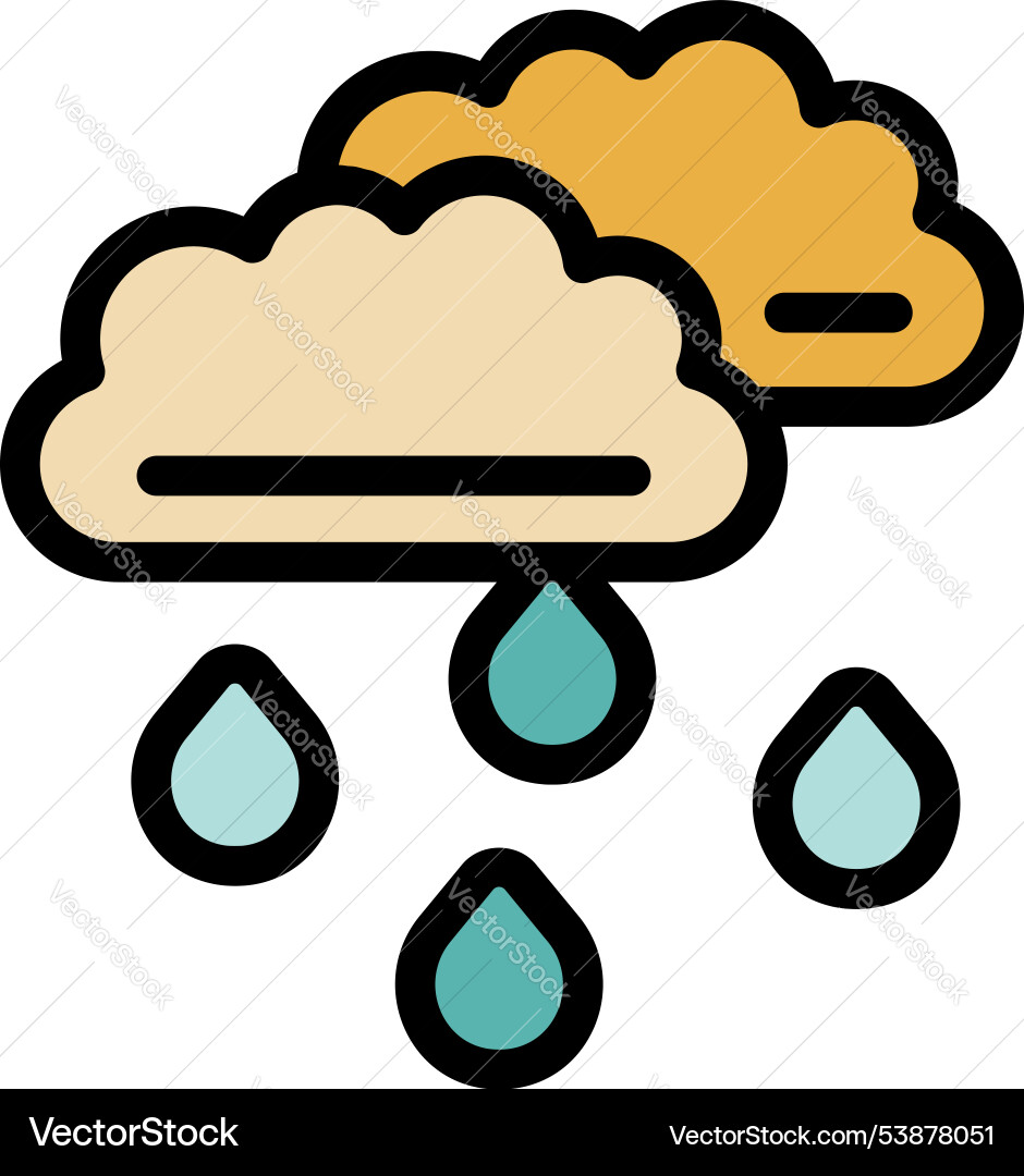 Heavy rain falling from two clouds with line icon Heavy rain falling from two clouds with line icon vector image