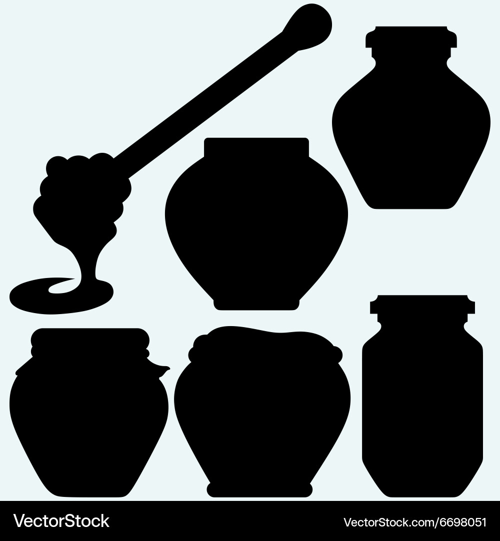Honey dipper and in jar Vector Image
